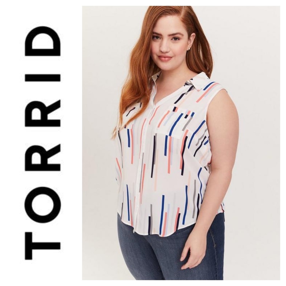 Torrid Plus Size Madison Georgette Button-Up Slee… - image 1